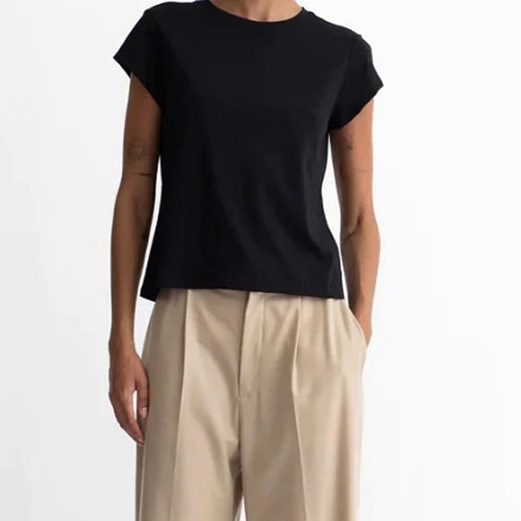 Maria McManus Tops - MARIA McMANUS | Organic Cotton Cap Sleeve Crew T-Shirt | Black | Size Large NWT